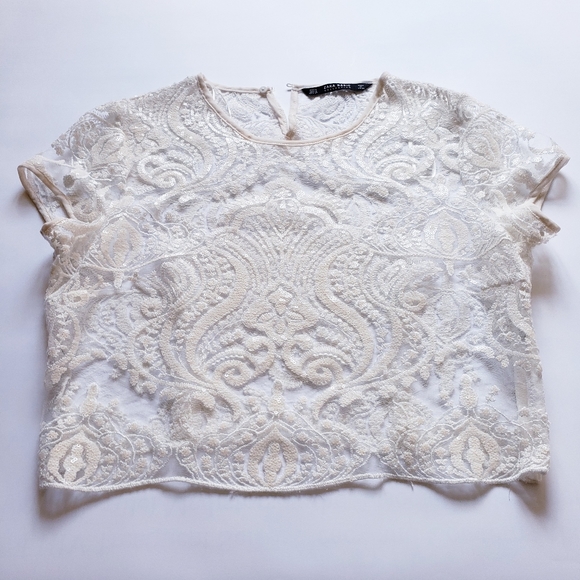 Zara Tops - Zara lace and sequins  crop top size M